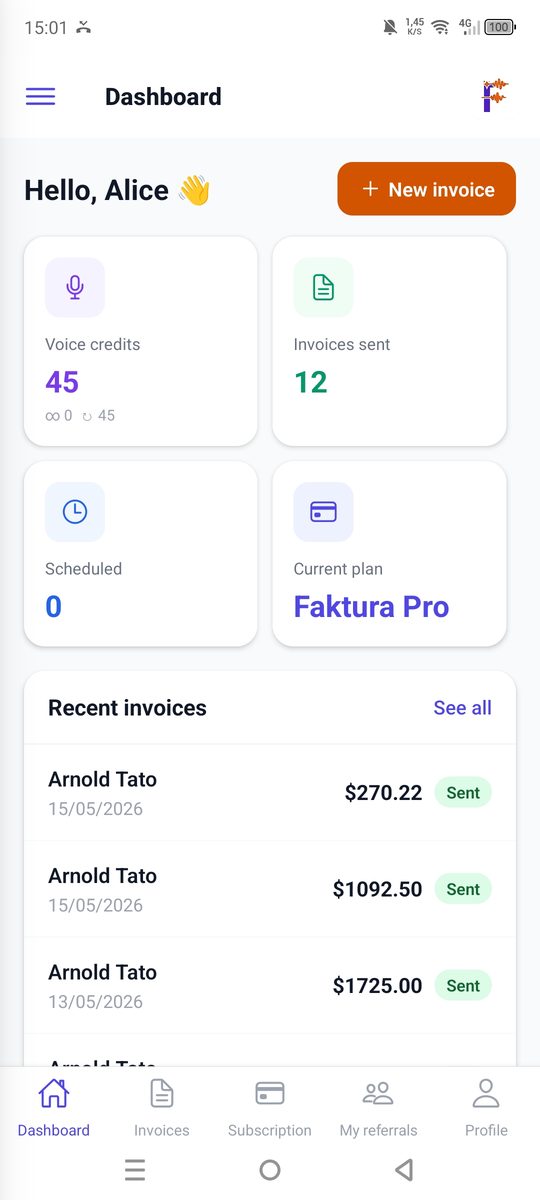 Facturai — mobile dashboard