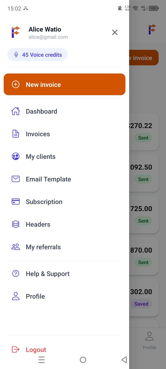 Facturai — mobile menu